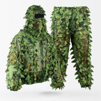 Bionic leaves ghillie suit with face mask