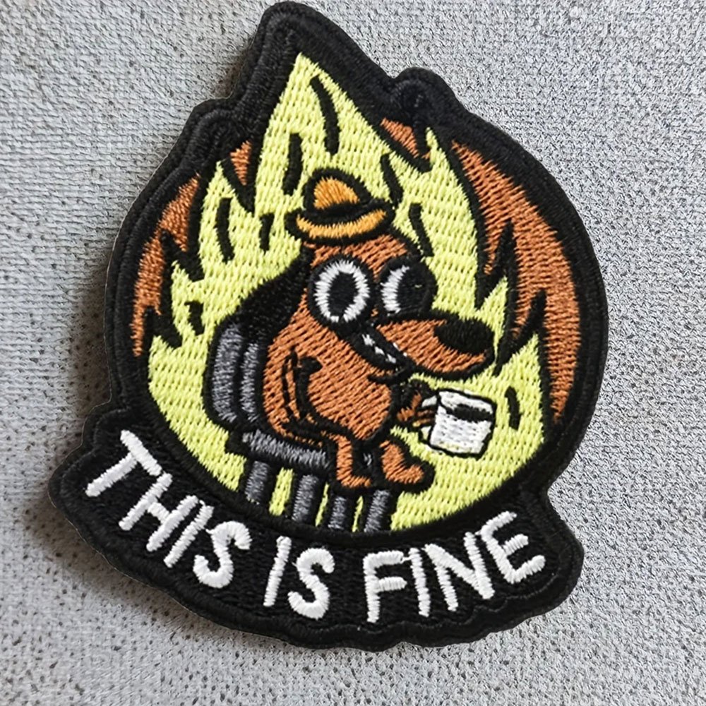 This is fine śmieszna memowa naszywka
