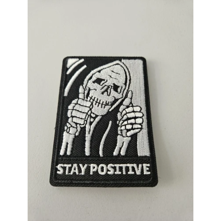 Click to view full screen Stay Positive Skull Patch photo review