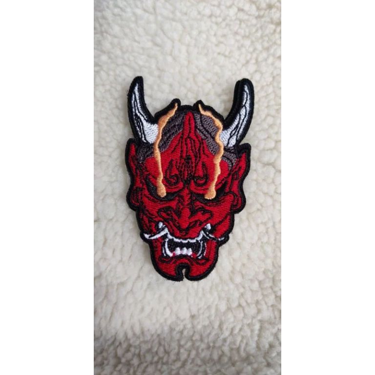 Click to view full screen Red devil head embroidered patch photo review